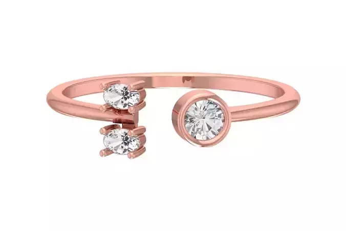 Three Stone Light Weight Band Ring