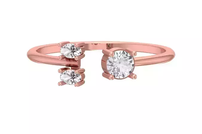 Three Stone Light Weight Band Ring