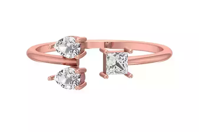 Three Stone Light Weight Band Ring