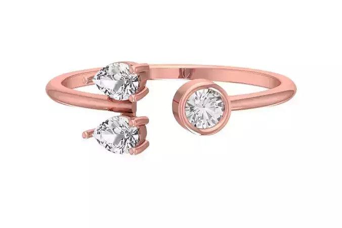 Three Stone Light Weight Band Ring