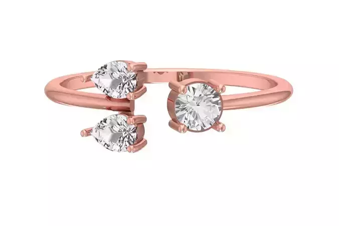 Three Stone Light Weight Band Ring