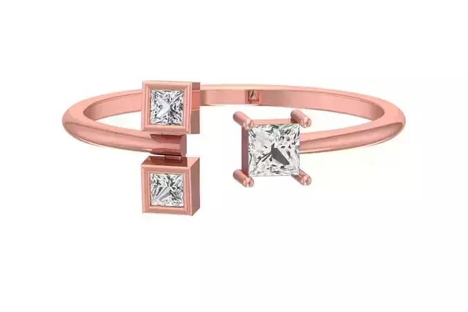 Three Stone Light Weight Band Ring