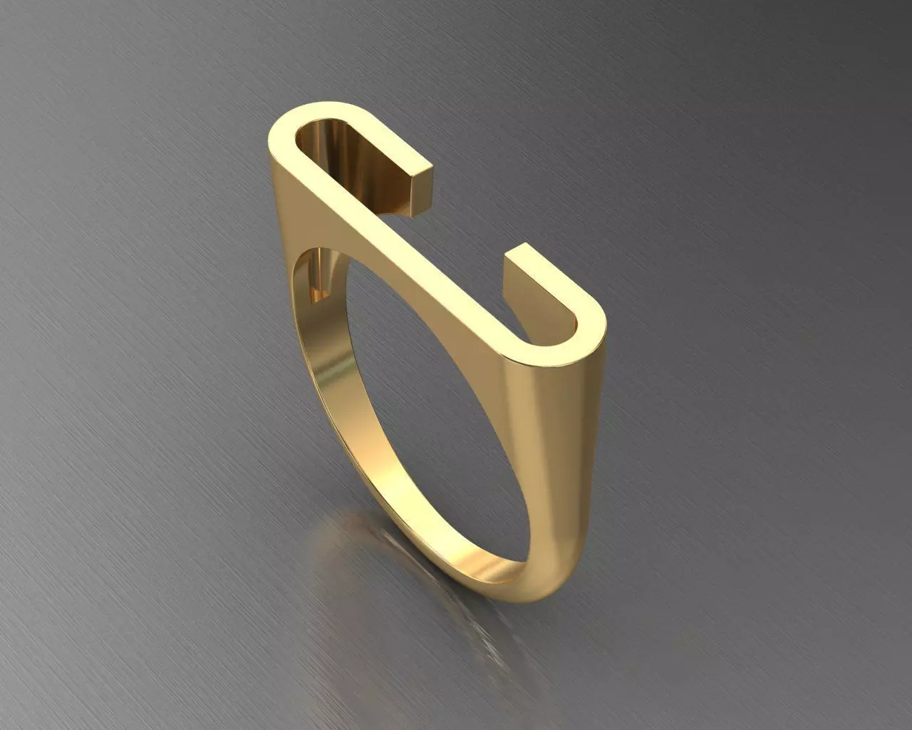 alphabet ring letter C 3D print model