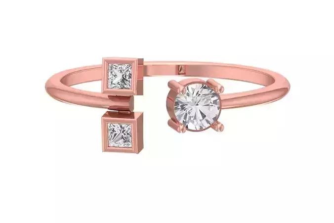 Three Stone Light Weight Band Ring