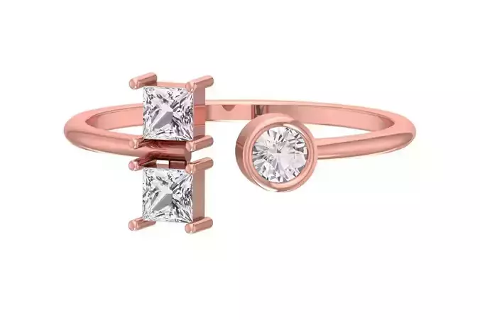 Three Stone Light Weight Band Ring