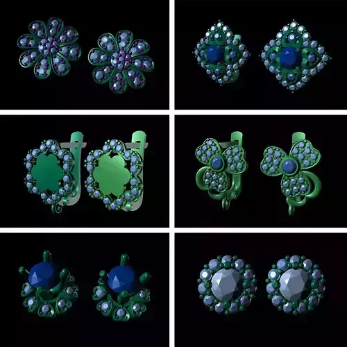 Classic Minimal Golden Earrings With Diamonds 3dm STL Print