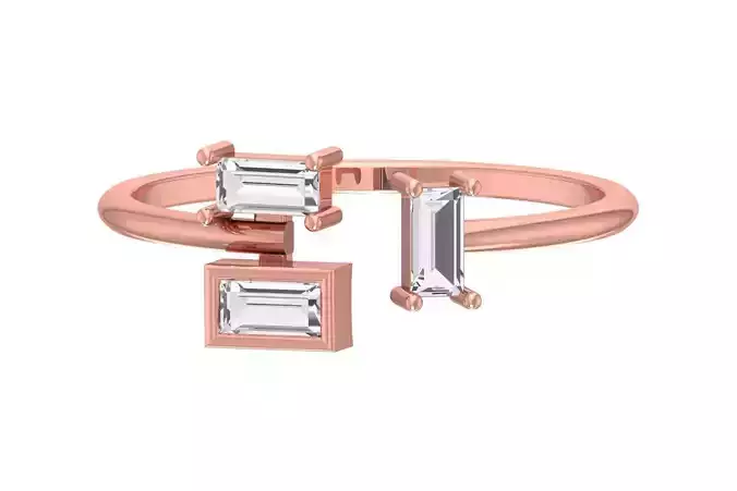 Three Stone Light Weight Band Ring