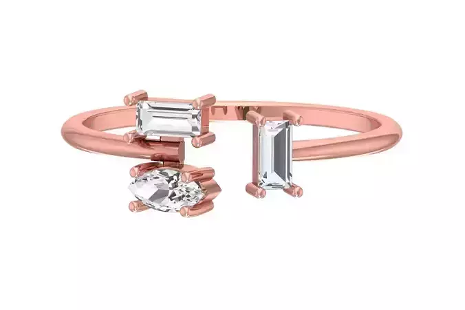 Three Stone Light Weight Band Ring