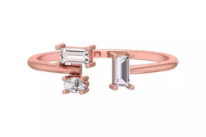 Three Stone Light Weight Band Ring