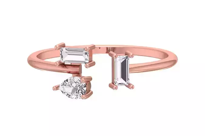 Three Stone Light Weight Band Ring