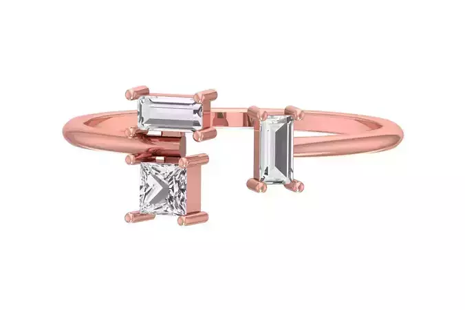 Three Stone Light Weight Band Ring