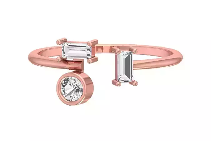 Three Stone Light Weight Band Ring