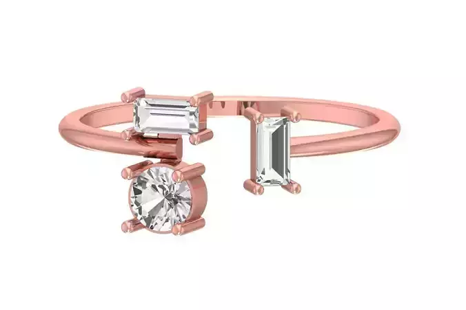 Three Stone Light Weight Band Ring