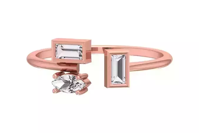 Three Stone Light Weight Band Ring