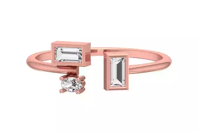 Three Stone Light Weight Band Ring