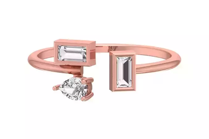 Three Stone Light Weight Band Ring