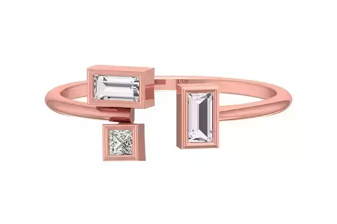 Three Stone Light Weight Band Ring