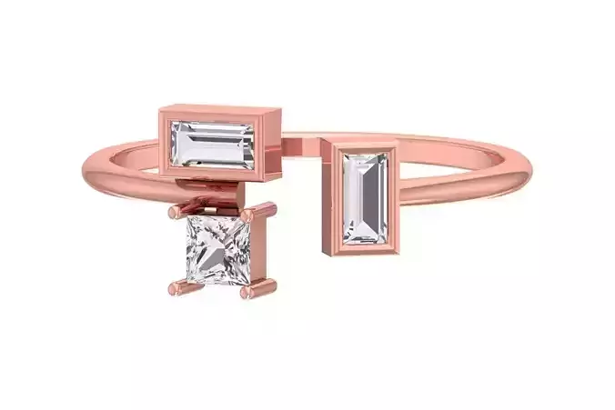 Three Stone Light Weight Band Ring