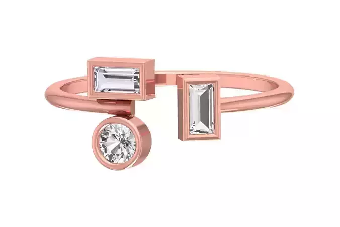 Three Stone Light Weight Band Ring