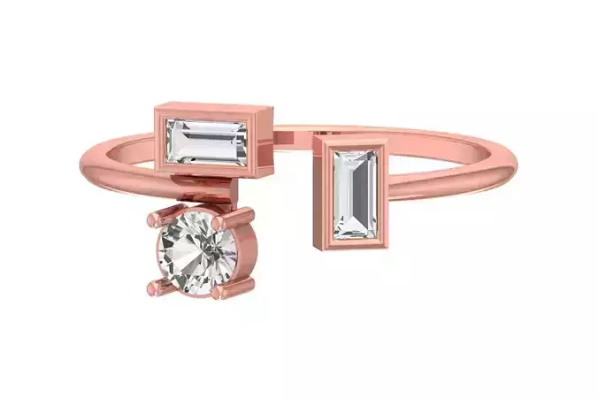 Three Stone Light Weight Band Ring