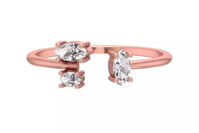 Three Stone Light Weight Band Ring