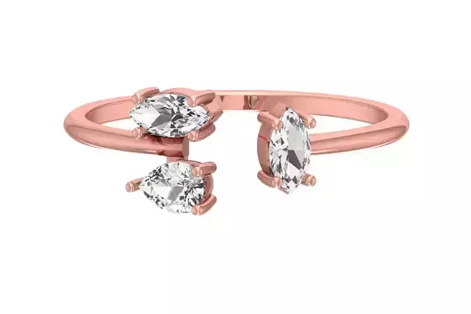 Three Stone Light Weight Band Ring