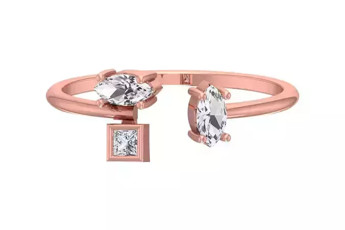 Three Stone Light Weight Band Ring