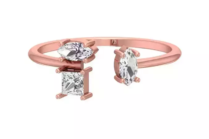 Three Stone Light Weight Band Ring