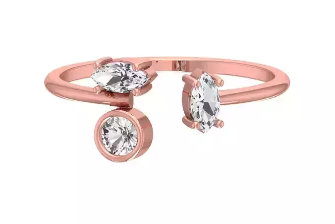 Three Stone Light Weight Band Ring