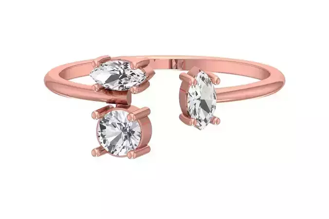 Three Stone Light Weight Band Ring