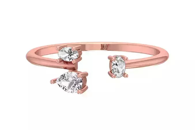 Three Stone Light Weight Band Ring