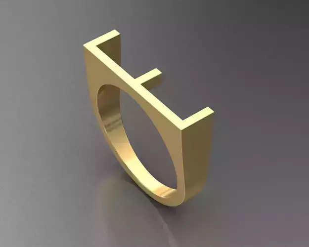 alphabet ring letter E 3D print model