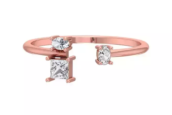 Three Stone Light Weight Band Ring