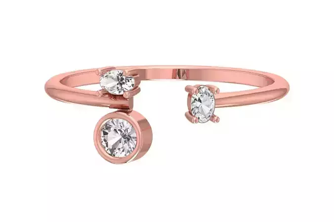 Three Stone Light Weight Band Ring