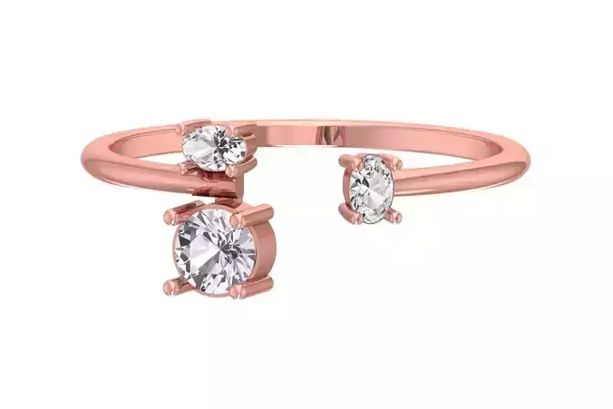 Three Stone Light Weight Band Ring