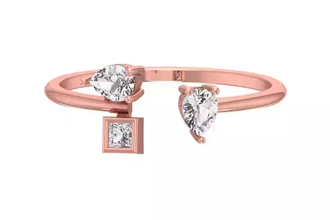 Three Stone Light Weight Band Ring