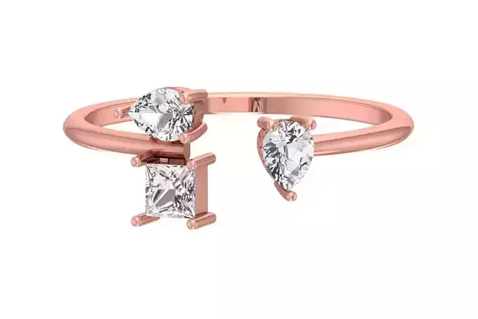 Three Stone Light Weight Band Ring