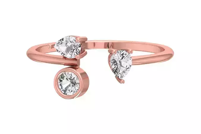 Three Stone Light Weight Band Ring