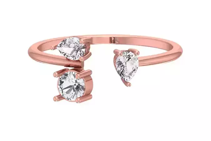 Three Stone Light Weight Band Ring