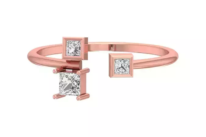 Three Stone Light Weight Band Ring