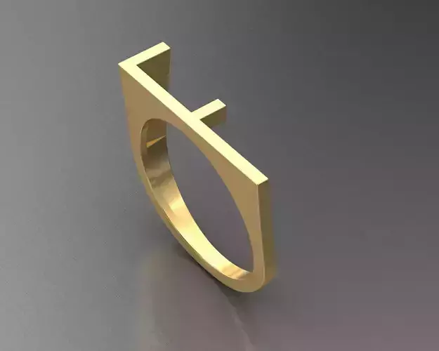 alphabet ring letter F 3D print model