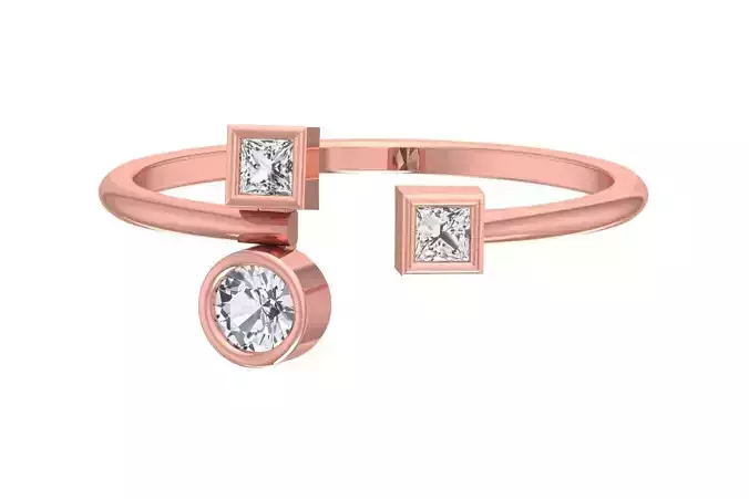 Three Stone Light Weight Band Ring