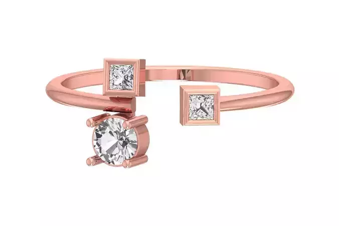 Three Stone Light Weight Band Ring