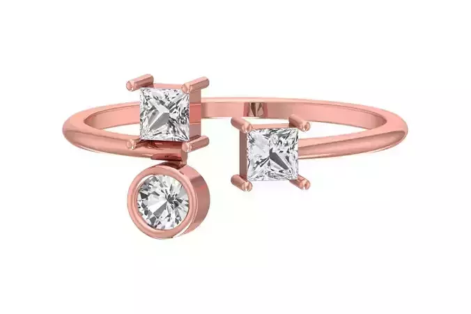 Three Stone Light Weight Band Ring