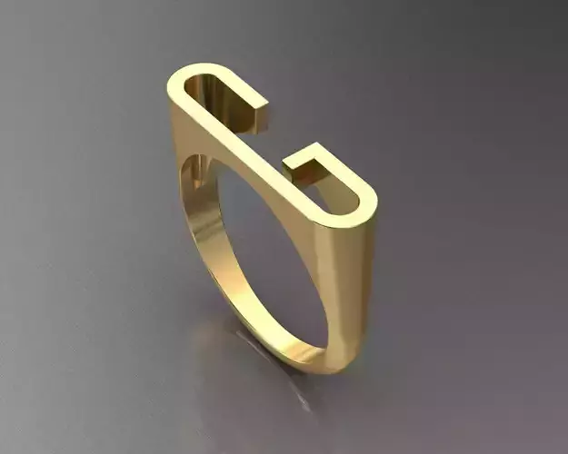 alphabet ring letter G 3D print model