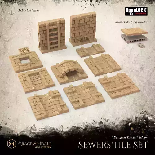 Sewer Tiles Set - addon 3D print model