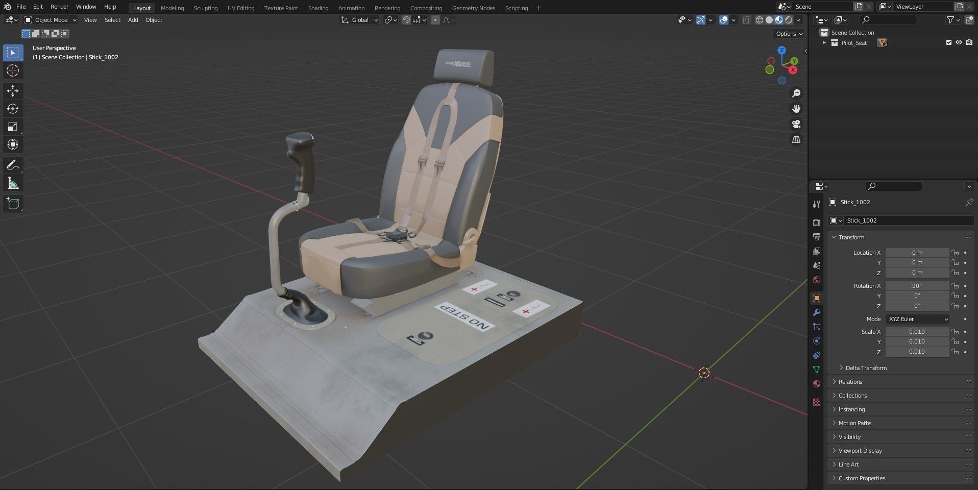 Pilot Seat 3D model_7