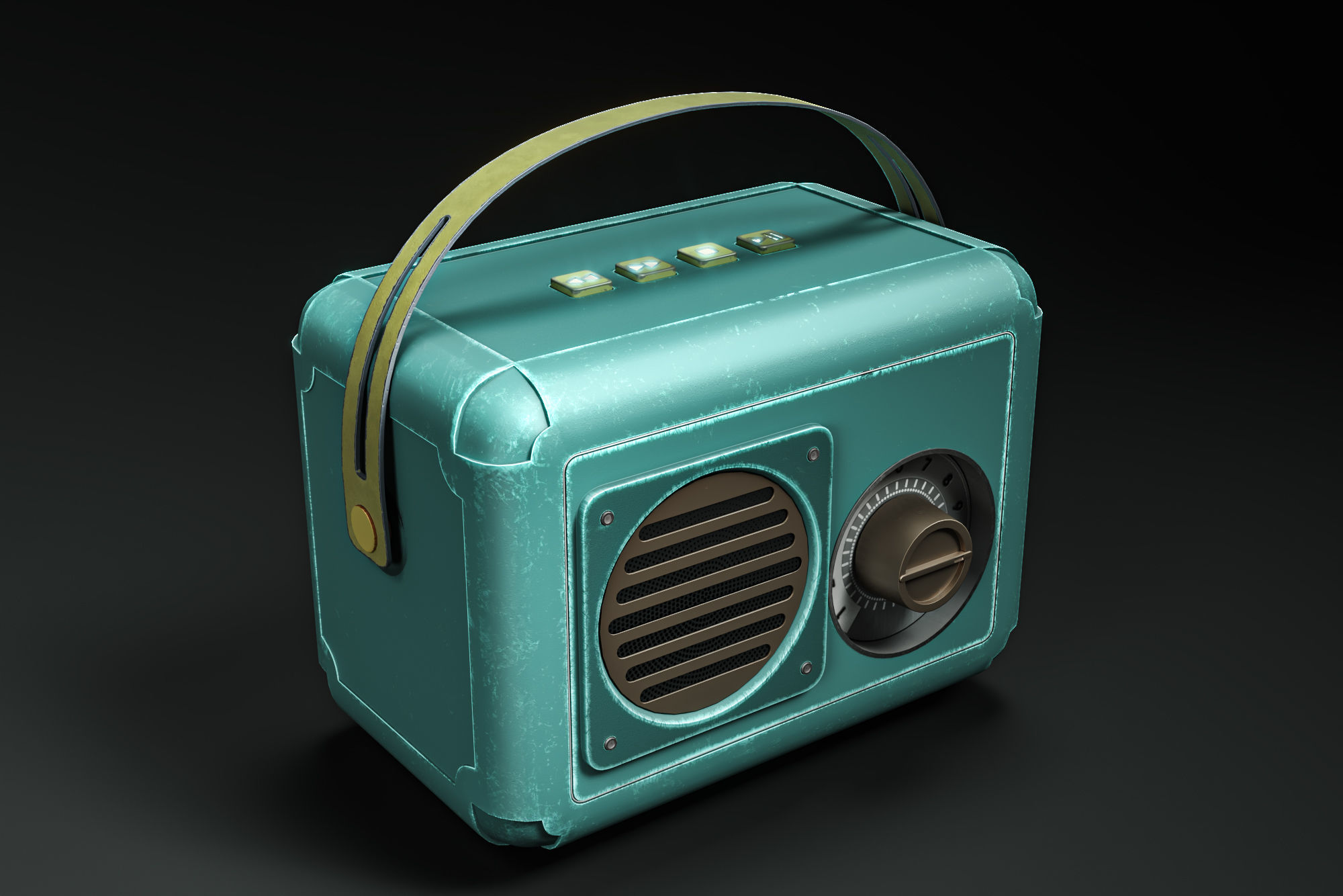 Green Mini Portable Wireless Speaker Low-poly 3D model_1