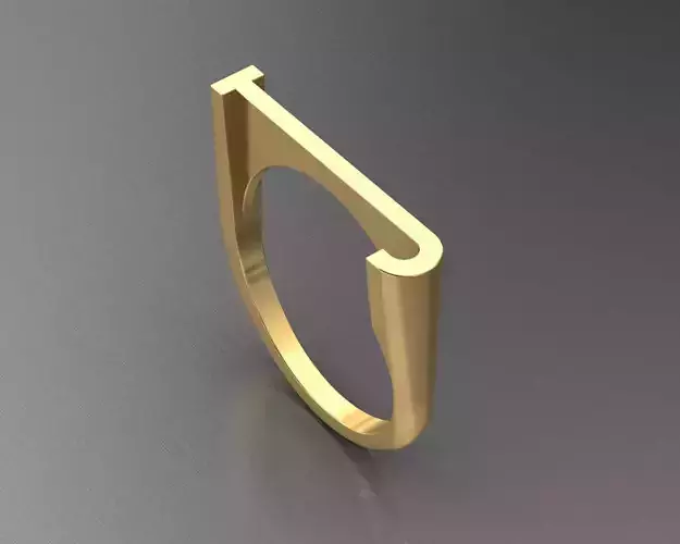 alphabet ring letter J 3D print model