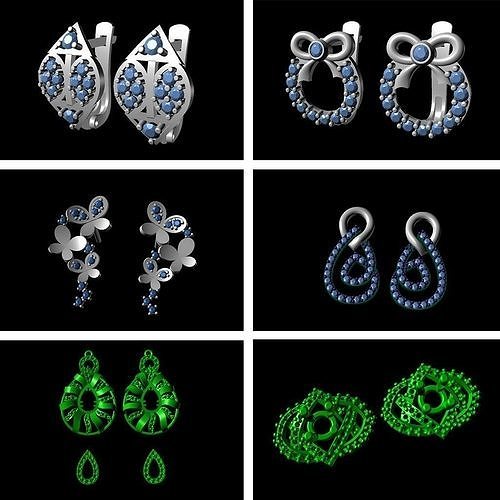 Stylish Earrings With Diamonds 3dm STL Print Model Earring 3D print model